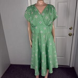 Voodoo Vixen Womens Dress XXL Retro Pinup Floral Polyester Daisy Pockets J3-18